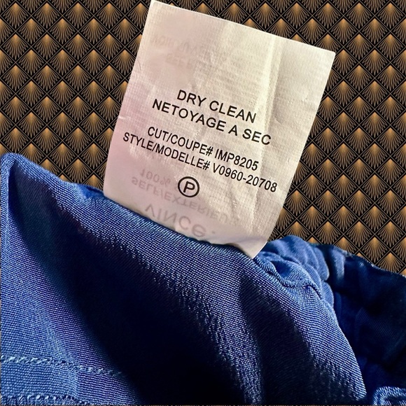 Vince Navy Blue 100% Silk Drawstring Waist Tapered Slim Leg Tuxedo Stripe Pants - Picture 4 of 16